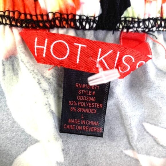 HOT KISS Junior's Mini Bodycon Shoulderless Short Sleeve Dress Black/Multicolor - Picture 6 of 7